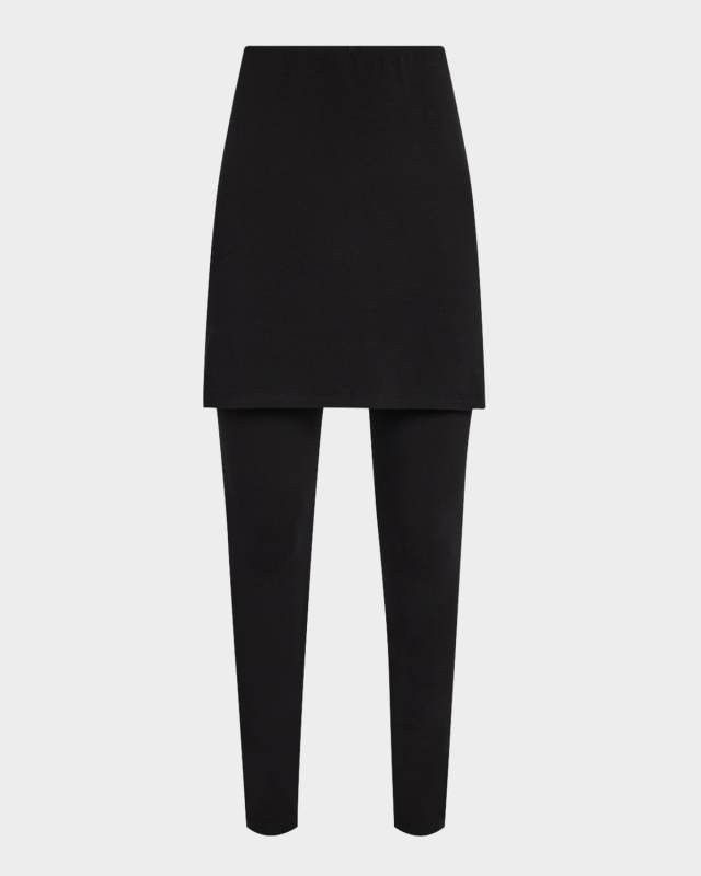 Petite Cropped Stretch Jersey Skirted Leggings